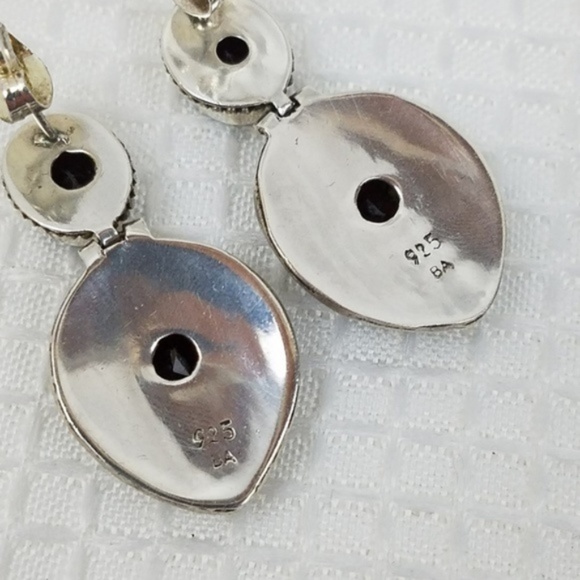 Suarti BA Signed Garnet Sterling SILVER Earrings - Picture 5 of 7